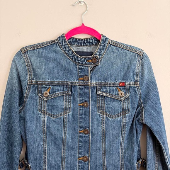 Y2K NAUTICA JEANS COMPANY DENIM MOTO STYLE JACKET - Picture 2 of 5